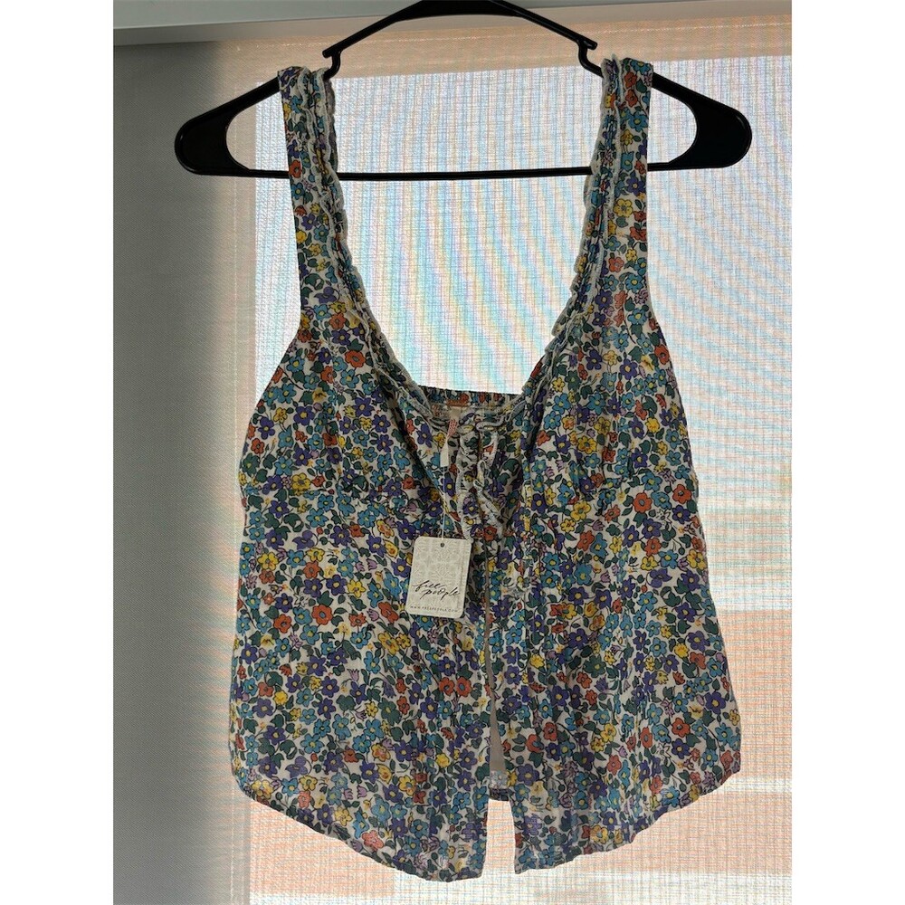 Free People Ellia Floral Corset Tank Top Womens M Multicolor Boho Festival